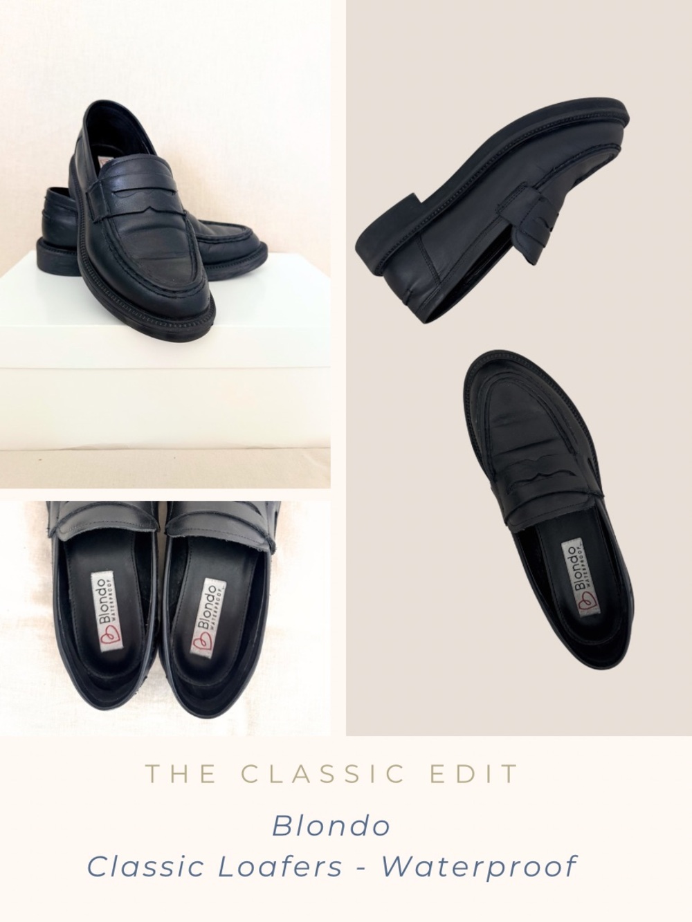 Blondo | Waterproof Black Leather Loafers Rubber Sole | 8.5